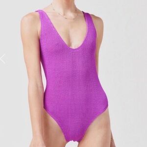 bond-eye australia scrunch crinkle one piece swim suit in magenta pink